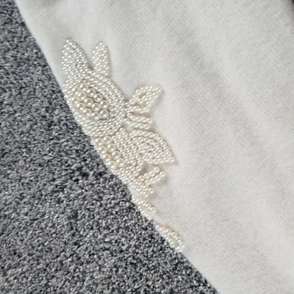 Vintage CERVELLE Open Front Cardigan Cream Embellishment Angora Lambswool - Picture 4 of 10